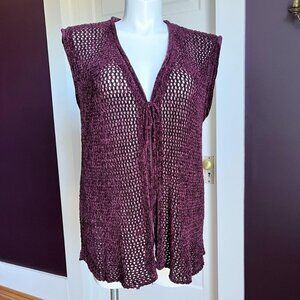 Y2K Wine Crochet Cardigan